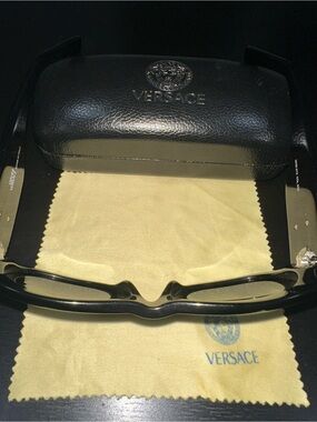 Versace Black Sunglasses with Gold-Accent Temples